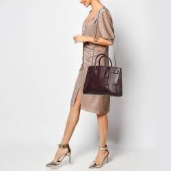 Pre Owned Saint Laurent Dark Burgundy Leather Small Classic Sac De Jour Tote