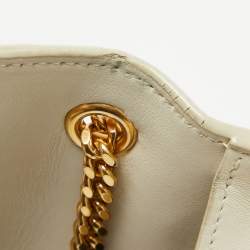 Pre Owned Saint Laurent Cream Leather Medium Kate Star Shoulder Bag