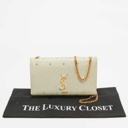 Pre Owned Saint Laurent Cream Leather Medium Kate Star Shoulder Bag