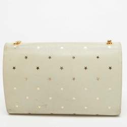 Pre Owned Saint Laurent Cream Leather Medium Kate Star Shoulder Bag