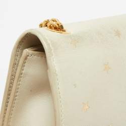 Pre Owned Saint Laurent Cream Leather Medium Kate Star Shoulder Bag