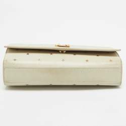 Pre Owned Saint Laurent Cream Leather Medium Kate Star Shoulder Bag