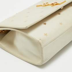 Pre Owned Saint Laurent Cream Leather Medium Kate Star Shoulder Bag