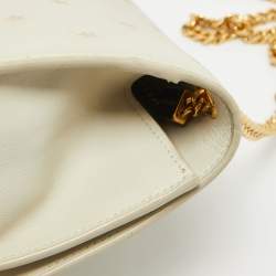 Pre Owned Saint Laurent Cream Leather Medium Kate Star Shoulder Bag