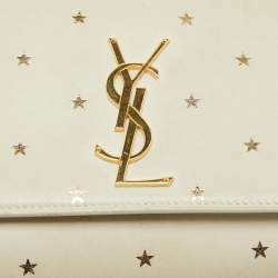 Pre Owned Saint Laurent Cream Leather Medium Kate Star Shoulder Bag