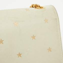 Pre Owned Saint Laurent Cream Leather Medium Kate Star Shoulder Bag