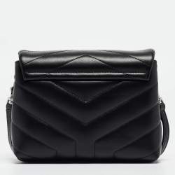 Pre Owned Saint Laurent Black Quilted Leather Toy Loulou Crossbody Bag