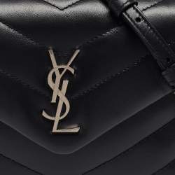 Pre Owned Saint Laurent Black Quilted Leather Toy Loulou Crossbody Bag