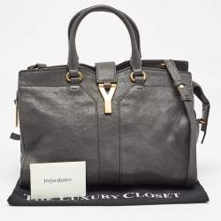 Saint Laurent Grey Leather Small Cabas Chyc Tote