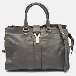 Saint Laurent Grey Leather Small Cabas Chyc Tote