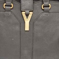 Saint Laurent Grey Leather Small Cabas Chyc Tote