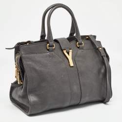 Saint Laurent Grey Leather Small Cabas Chyc Tote