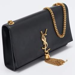Pre Owned Saint Laurent Black Leather Kate Tassel Shoulder Bag