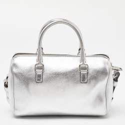 Saint Laurent Silver Leather Classic Baby Duffle Bag