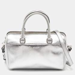 Saint Laurent Silver Leather Classic Baby Duffle Bag