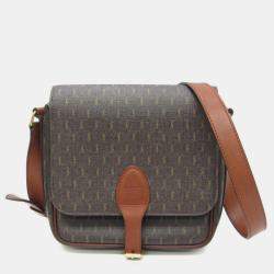 Saint Laurent Monogram All Over Coated Canvas and Leather Medium Buckle Satchel Bag 