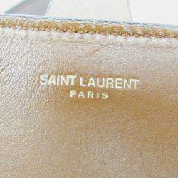 Saint Laurent Monogram All Over Coated Canvas and Leather Medium Buckle Satchel Bag 