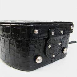 Saint Laurent Crocodile Embossed Leather Small Mica Hatbox Bag 