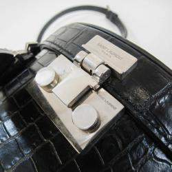 Saint Laurent Crocodile Embossed Leather Small Mica Hatbox Bag 