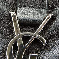 Saint Laurent Paris Black Leather Medium Monogram Triquilt Matelassé Envelope Bag