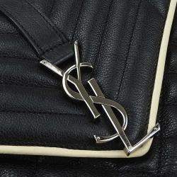 Saint Laurent Paris Black Leather Medium Monogram Triquilt Matelassé Envelope Bag