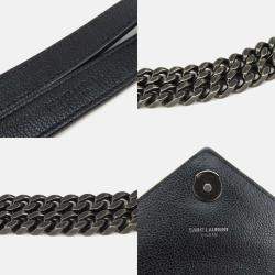 Saint Laurent Paris Black Leather Medium Monogram Triquilt Matelassé Envelope Bag