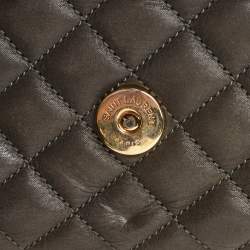 Pre Owned Saint Laurent Olive Green Mix Matelasse Leather Medium Envelope Chain Bag