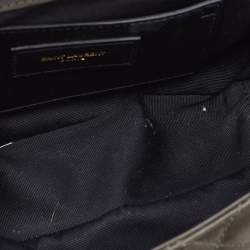 Pre Owned Saint Laurent Olive Green Mix Matelasse Leather Medium Envelope Chain Bag