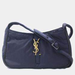 Saint Laurent Paris Navy Blue Nylon Le 5 À 7 Hobo Bag