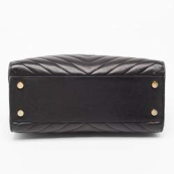 مملوكة مسبقًا Saint Laurent Black Matelasse Leather Small Monogram Cabas Tote