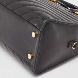 مملوكة مسبقًا Saint Laurent Black Matelasse Leather Small Monogram Cabas Tote