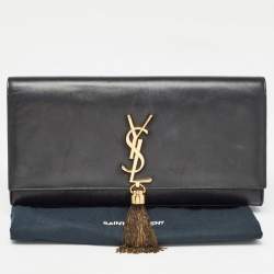 Pre Owned Saint Laurent Black Leather Kate Tassel Clutch