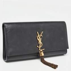 Pre Owned Saint Laurent Black Leather Kate Tassel Clutch