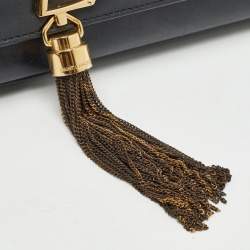 Pre Owned Saint Laurent Black Leather Kate Tassel Clutch