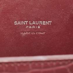 Saint Laurent Burgundy Croc Embossed Leather Nano Classic Sac De Jour Tote