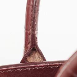 Saint Laurent Burgundy Croc Embossed Leather Nano Classic Sac De Jour Tote