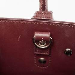 Saint Laurent Burgundy Croc Embossed Leather Nano Classic Sac De Jour Tote