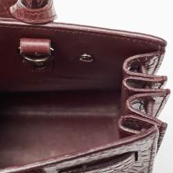 Saint Laurent Burgundy Croc Embossed Leather Nano Classic Sac De Jour Tote