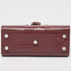 Saint Laurent Burgundy Croc Embossed Leather Nano Classic Sac De Jour Tote