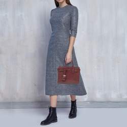 Saint Laurent Burgundy Croc Embossed Leather Nano Classic Sac De Jour Tote