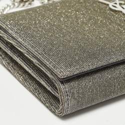 Saint Laurent Grey Lurex Fabric Kate Chain Clutch