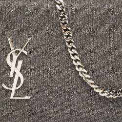 Saint Laurent Grey Lurex Fabric Kate Chain Clutch
