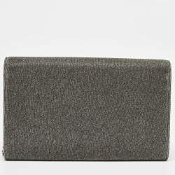 Saint Laurent Grey Lurex Fabric Kate Chain Clutch