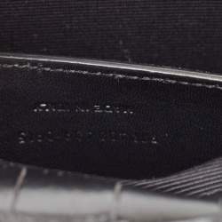 Pre Owned Saint Laurent Black Croc Embossed Leather Monogram Kate Clutch