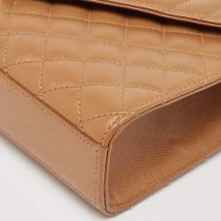 Pre Owned Saint Laurent Beige Mix Matelassé Leather Medium Envelope Chain Bag