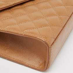 Pre Owned Saint Laurent Beige Mix Matelassé Leather Medium Envelope Chain Bag