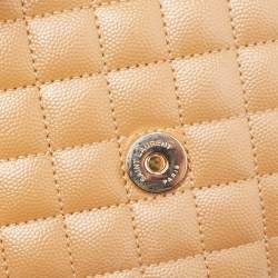 Pre Owned Saint Laurent Beige Mix Matelassé Leather Medium Envelope Chain Bag