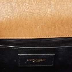 Pre Owned Saint Laurent Beige Mix Matelassé Leather Medium Envelope Chain Bag