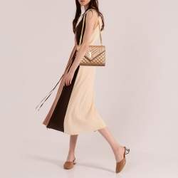 Pre Owned Saint Laurent Beige Mix Matelassé Leather Medium Envelope Chain Bag