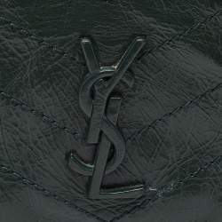 Pre Owned Saint Laurent Green Crinkled Leather Niki Chain Shoulder Bag